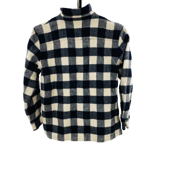 Ralph Lauren Womens L Buffalo Plaid Shacket Black and Ivory Full Zip 100%‎ Wool - Picture 4 of 7